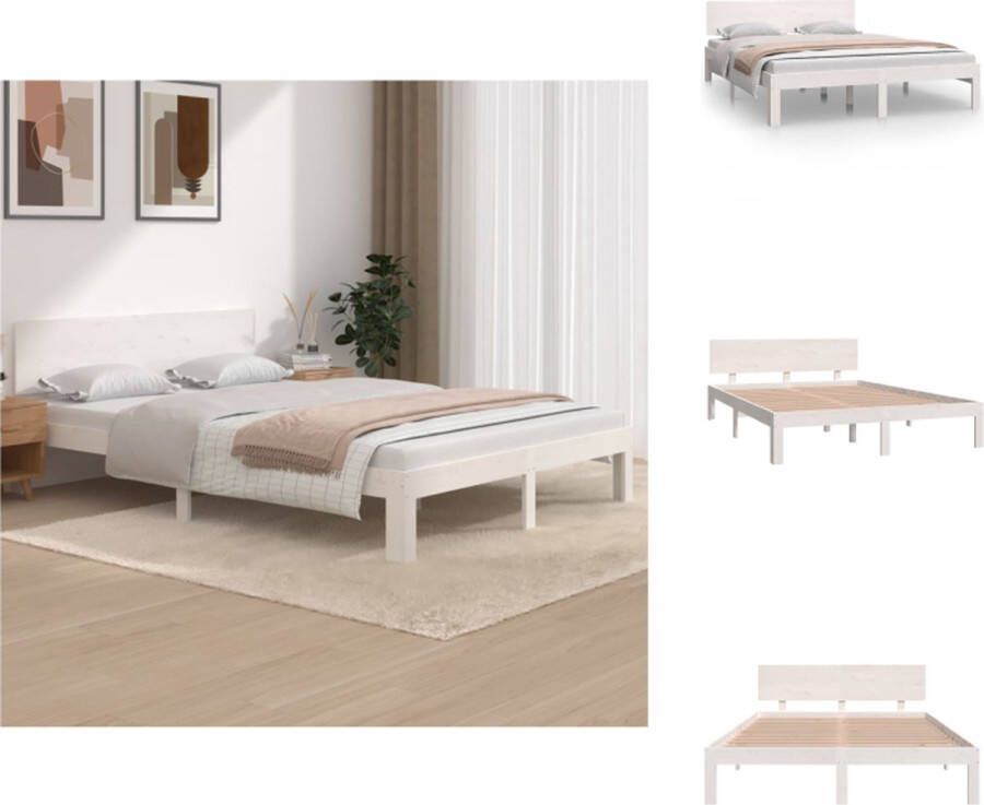VidaXL Houten Bedframe Modern Bedroom Bedframes 205.5 x 143.5 x 69.5 cm Massief grenenhout met Stevige Lattenbodem Bed