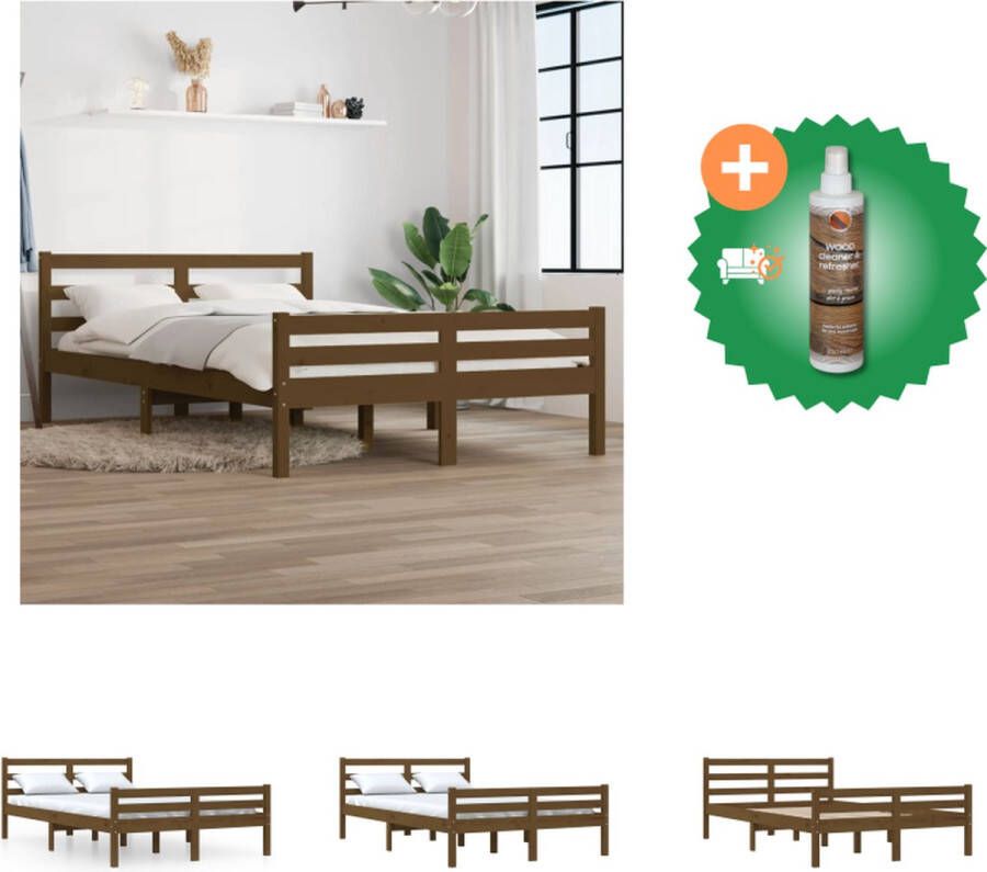 VidaXL Houten Bedframe Modern Bedroom Bedframes Afmetingen- 205.5 x 165.5 x 69.5 cm Kleur- Honingbruin Materiaal- Massief grenenhout Montage vereist Bed Inclusief Houtreiniger en verfrisser - Foto 3
