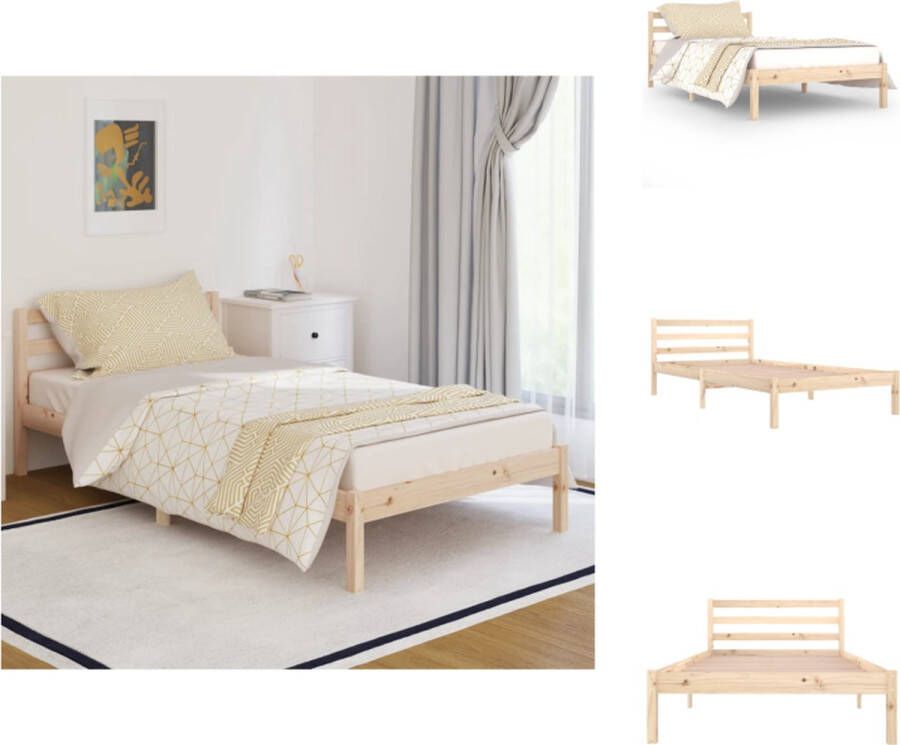 VidaXL Houten Bedframe Modern Bedroom Meubelen Afmeting- 205.5 x 105.5 x 69.5 cm Hoogwaardig Massief Grenenhout Bed
