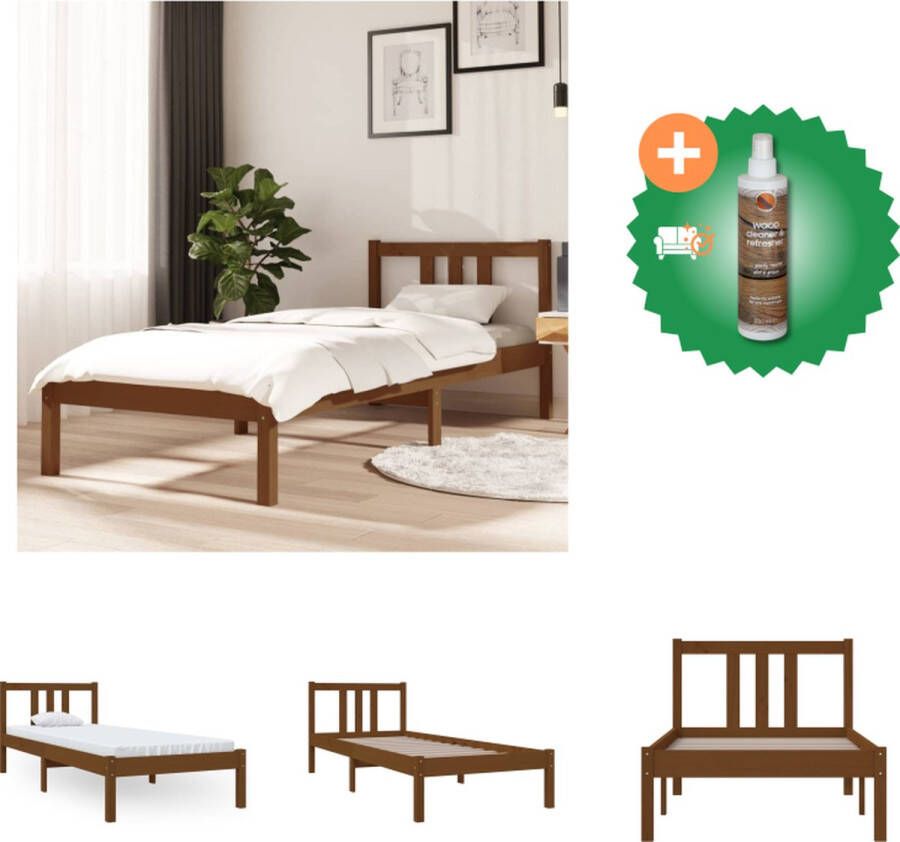 VidaXL Houten Bedframe eenpersoons 195.5 x 80.5 x 31 cm Stabiel en Rustiek Geschikt voor 75 x 190 cm matras (Honingbruin) Bed Inclusief Houtreiniger en verfrisser