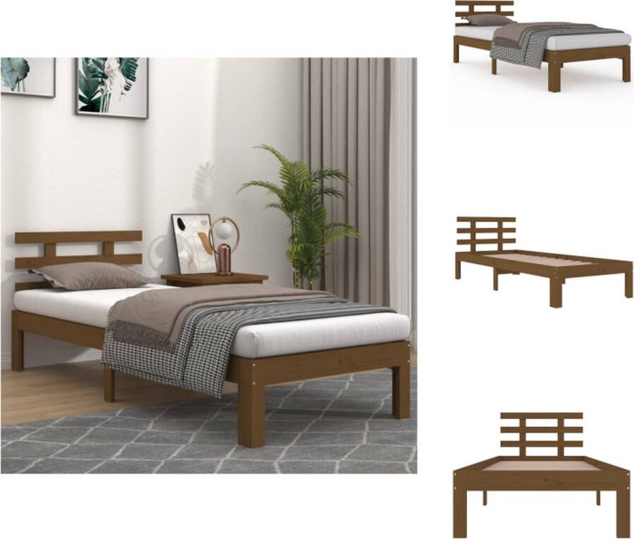 VidaXL Houten Bedframe Modern Eenpersoonsbed Afmeting- 205.5 x 103.5 x 69.5 cm Ken- Hoogwaardig massief grenenhout Bed - Foto 6