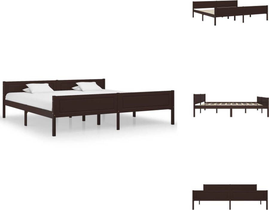 VidaXL Houten Bedframe Modern en Coole Slaapkamer 206 x 206 x 63 cm Kleur- Donkerbruin Bed