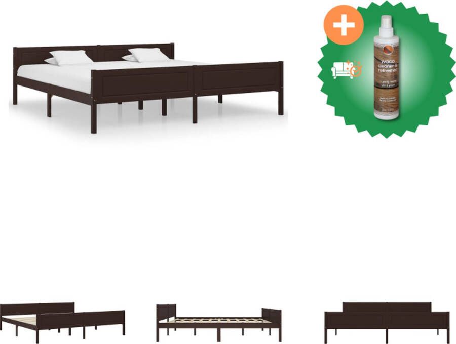 VidaXL Houten Bedframe Modern en Coole Slaapkamer 206 x 206 x 63 cm Kleur- Donkerbruin Bed Inclusief Houtreiniger en verfrisser