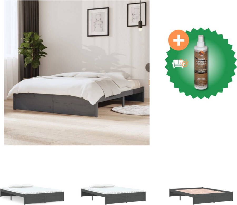 VidaXL Houten Bedframe Modern Meubels 205.5 x 145.5 x 31 cm Massief grenenhout Bed Inclusief Houtreiniger en verfrisser