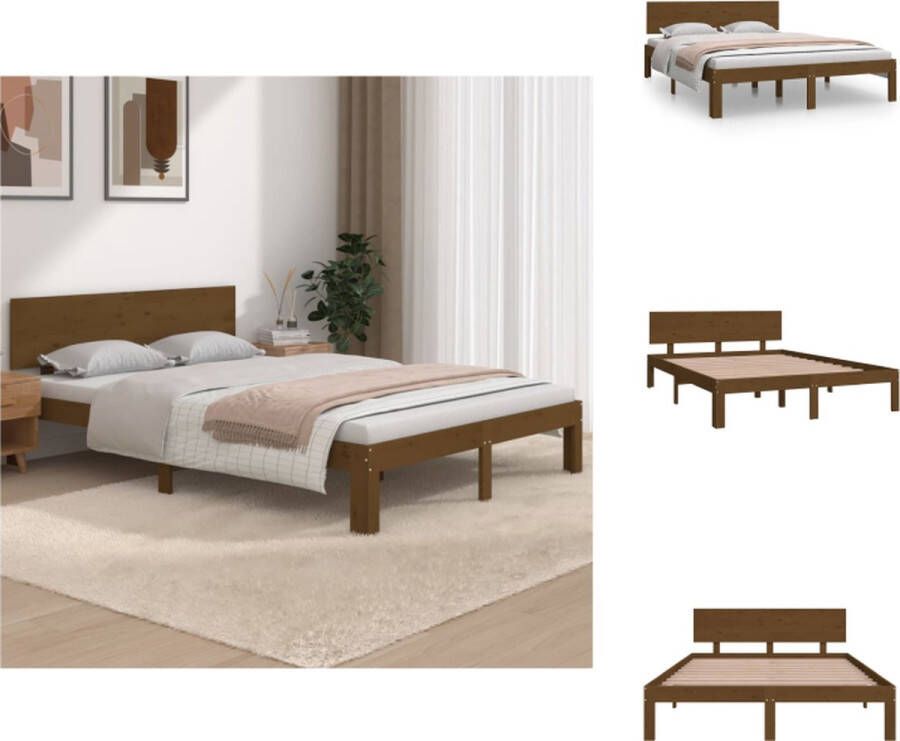 VidaXL Houten Bedframe Modern Slaapkamer 150 x 200 Ken- Hoogwaardig massief grenenhout Bed