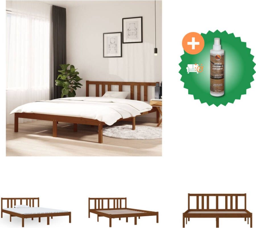 VidaXL Houten Bedframe Modern Bedroom Bedframe Afmeting- 195.5 x 145.5 x 69.5 cm Ken- Hoogwaardig massief grenenhout Kleur- Honingbruin Bed Inclusief Houtreiniger en verfrisser - Foto 4