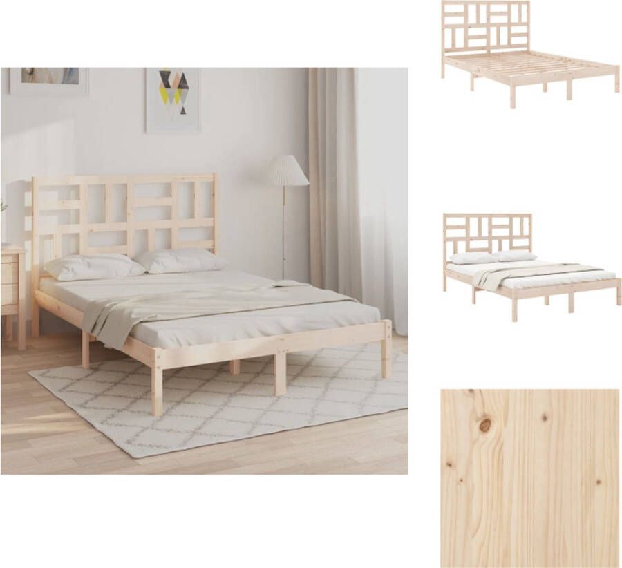 VidaXL Houten Bedframe Modern Slaapkamer Afmeting- 205.5 x 146 x 104 cm Ken- Hoogwaardig massief grenenhout Bed - Foto 2