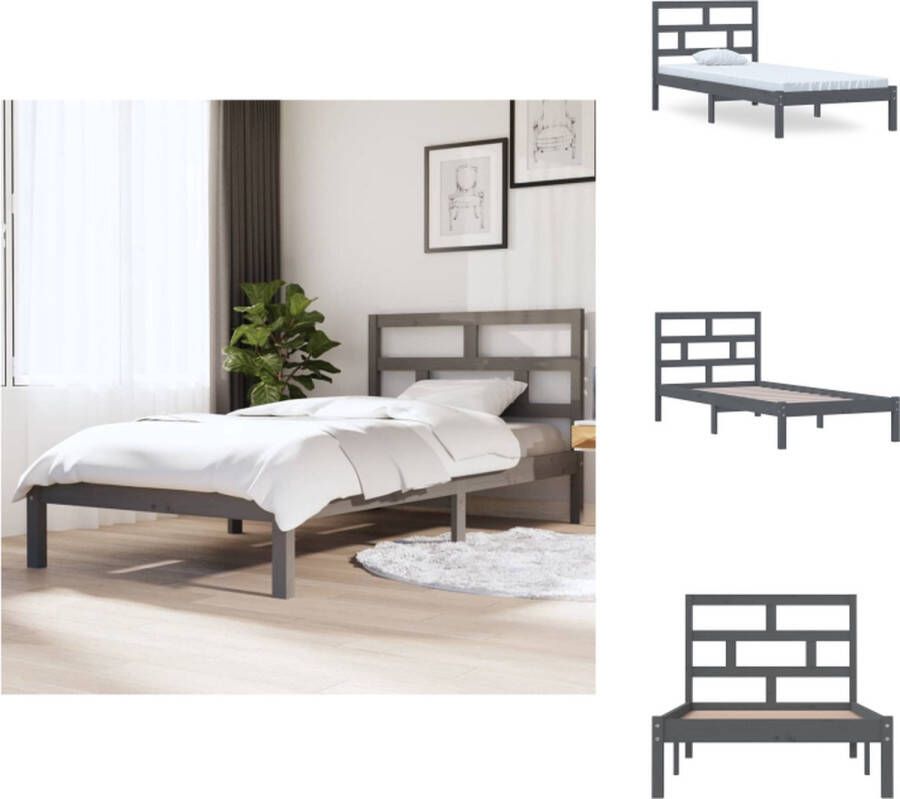 VidaXL Houten Bedframe Modern slaapkamermeubilair 100x200 cm Kleur- Grijs Bed - Foto 1