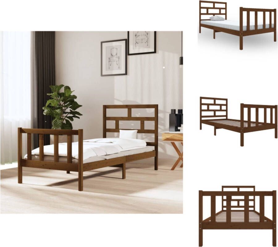 VidaXL Houten Bedframe Modern slaapkamermeubilair 205.5 x 105.5 x 69.5 cm Kleur- Honingbruin Bed