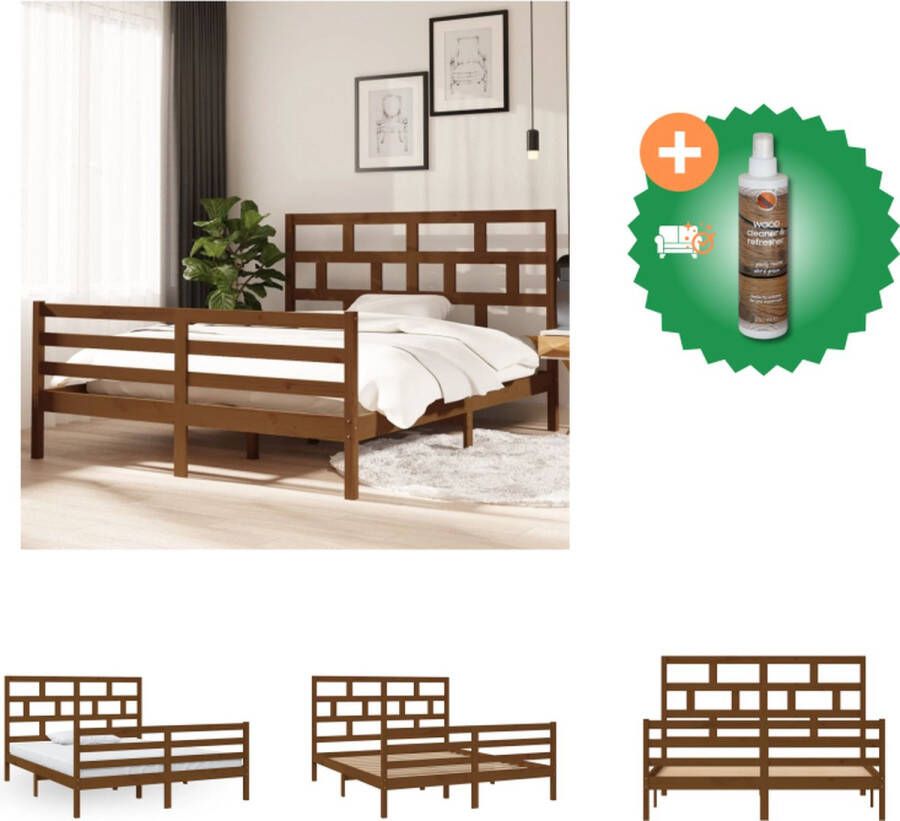VidaXL Houten bedframe Modern Slaapkamermeubilair Afmeting- 160 x 200 cm Kleur- Honingbruin Bed Inclusief Houtreiniger en verfrisser
