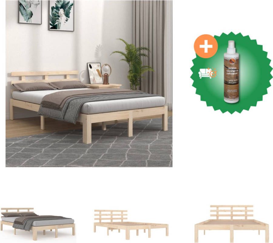 VidaXL Houten bedframe 205.5 x 185.5 x 31 cm massief grenenhout geschikt voor 180 x 200 cm matras Montage vereist Bed Inclusief Houtreiniger en verfrisser - Foto 5