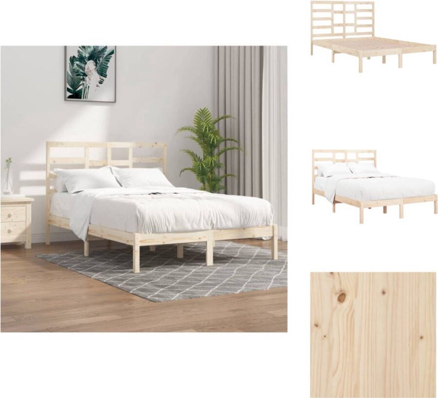 VidaXL Houten Bedframe Moderne Slaapkamer 140x190 cm Hoogwaardig massief grenenhout Bed
