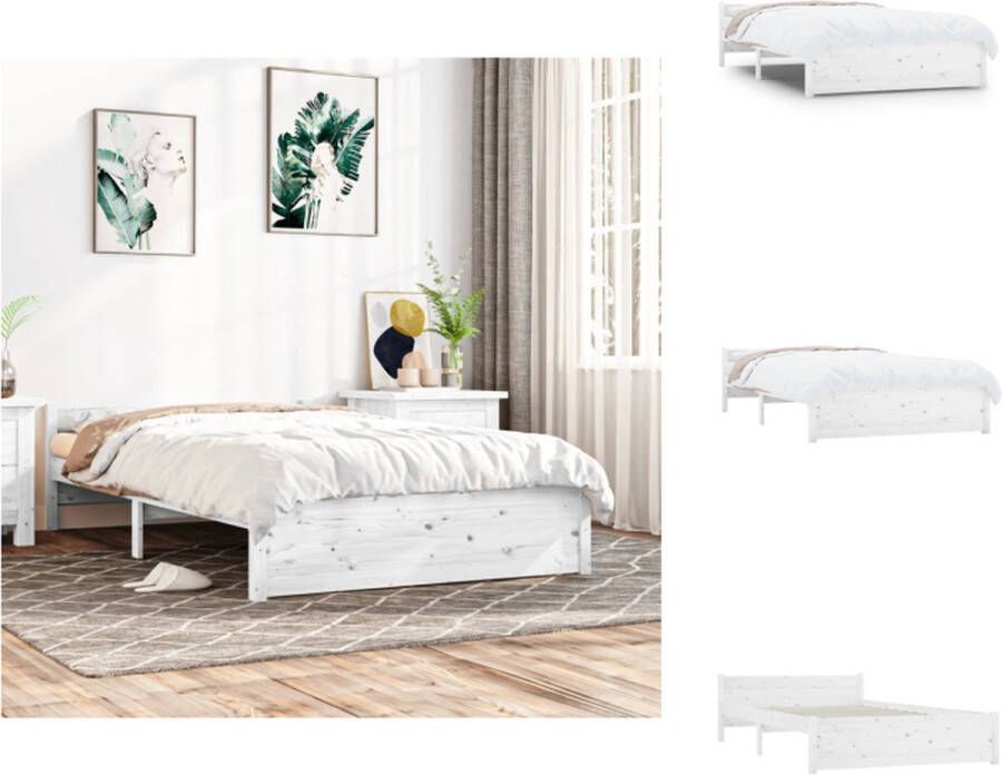 VidaXL Houten Bedframe Moderne Slaapkamer 140x200 cm Kleur- Wit Bed