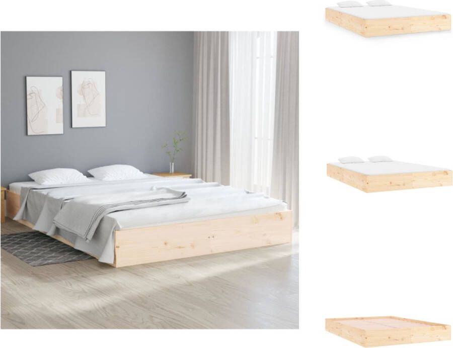 VidaXL Bedframe Massief Grenenhout 205.5 x 153.5 x 69.5 cm Onbehandeld Geschikt voor 150 x 200 cm Matras Montage vereist Bed - Foto 14