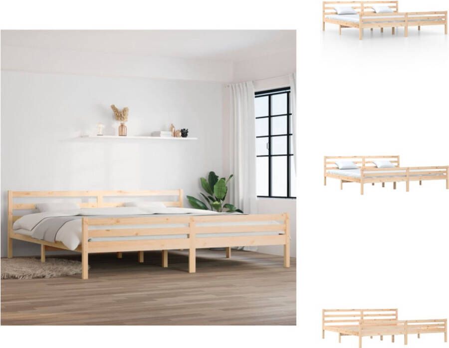 VidaXL Houten Bedframe Moderne Slaapkamer 205.5 x 205.5 x 69.5 cm Massief Grenenhout Montage vereist Bed - Foto 4