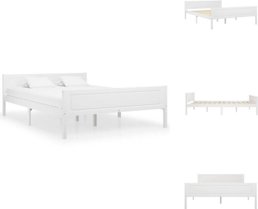 vidaXL Houten Bedframe Moderne Slaapkamer 206 x 146 x 63 cm Stevig Grenenhout Wit Montage vereist Bed