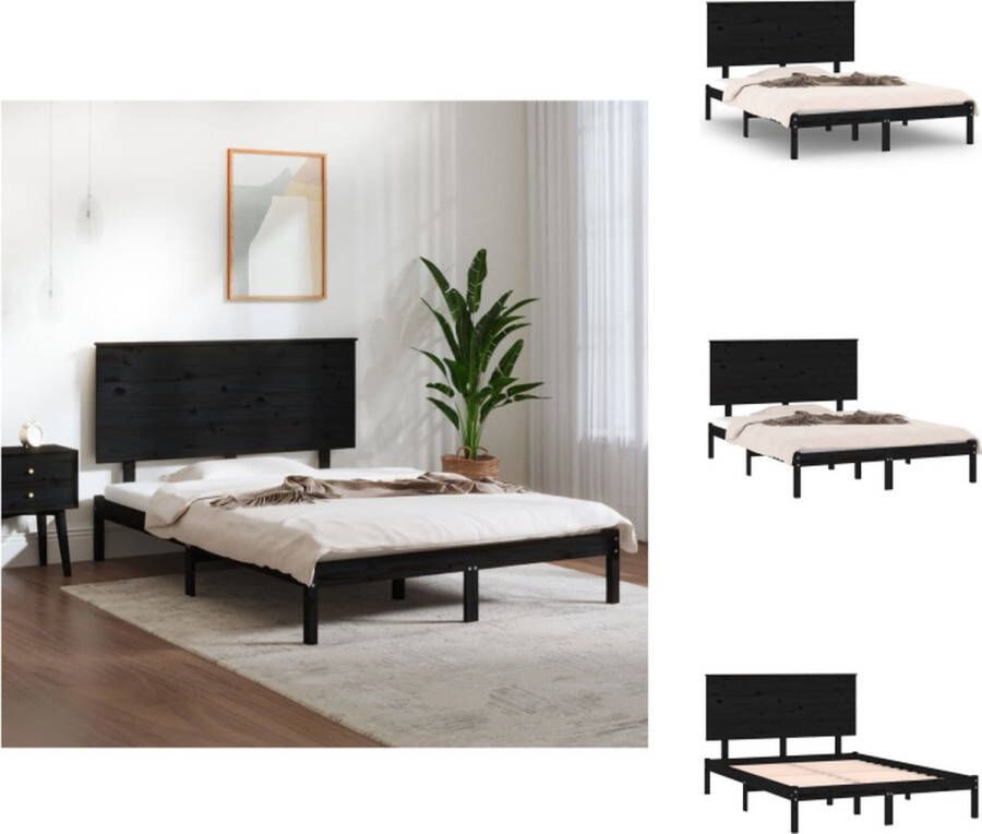 VidaXL Houten bedframe Moderne slaapkamer Bedframes Afmeting- 205.5 x 125.5 x 93.5 cm Ken- Massief grenenhout Bed