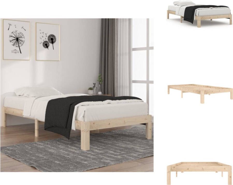 VidaXL Houten Bedframe Moderne Slaapkamer Eenpersoonsbed 100x200 Massief Grenenhout Bed - Foto 2