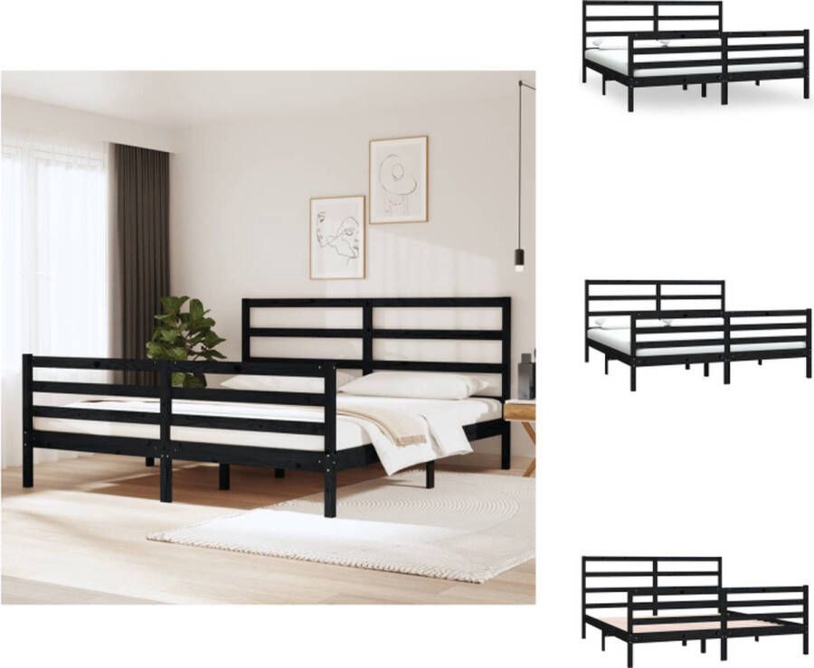 VidaXL Houten Bedframe niet vermeld Bed Afmeting- 205.5 x 185.5 x 100 cm Ken- Zwart 180 x 200 cm Bed