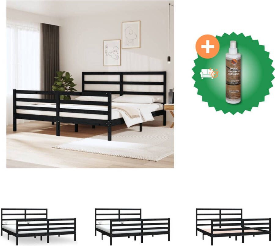 VidaXL Houten Bedframe niet vermeld Bed Afmeting- 205.5 x 185.5 x 100 cm Ken- Zwart 180 x 200 cm Bed Inclusief Houtreiniger en verfrisser