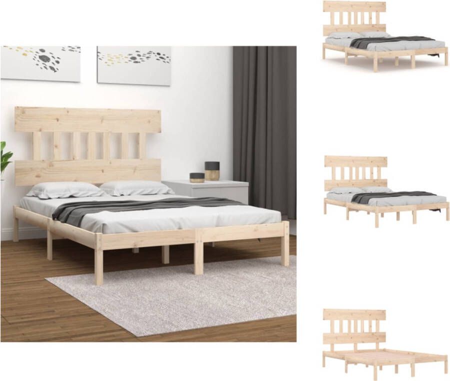 VidaXL Houten Bedframe Onbehandeld Grenenhout 120 x 200 cm Stabiel en Comfortabel Bed