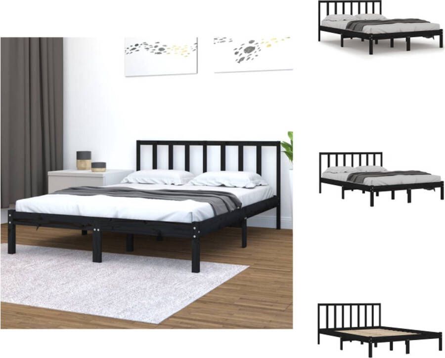VidaXL Houten Bedframe Onbekend Bedden 195.5 x 141 x 100 cm Kleur- Zwart Bed