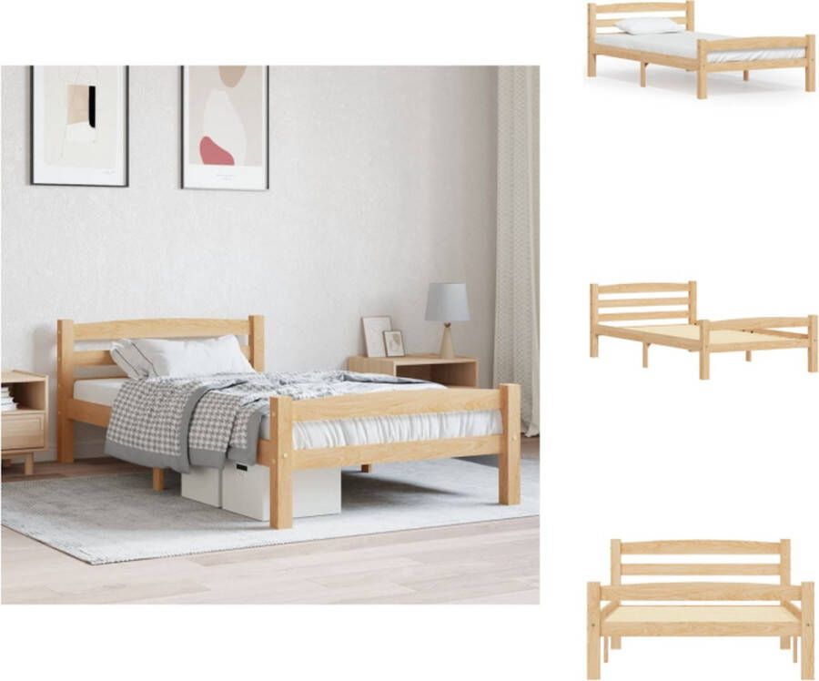 VidaXL Houten Bedframe Onbekend Bedframe 206 x 106 x 66 cm Massief grenenhout Bed