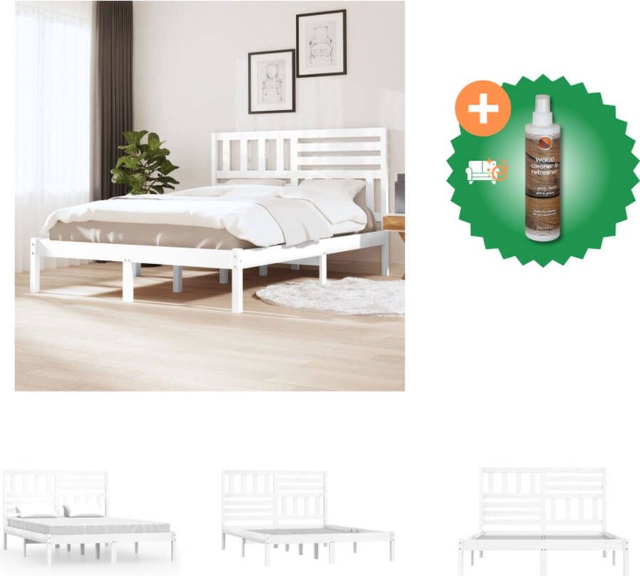VidaXL Houten Bedframe Praktisch en Decoratief 205.5 x 156 x 100 cm Massief Grenenhout Bed Inclusief Houtreiniger en verfrisser - Foto 2
