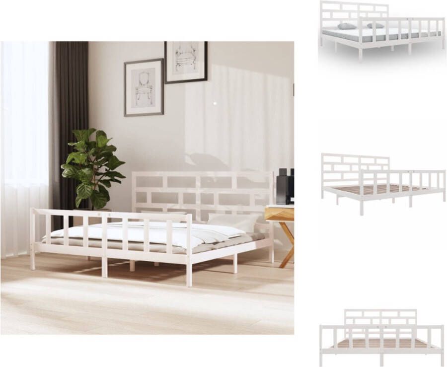 VidaXL Houten Bedframe Praktisch en Decoratief 205.5 x 185.5 x 69.5 cm Massief Grenenhout Bed