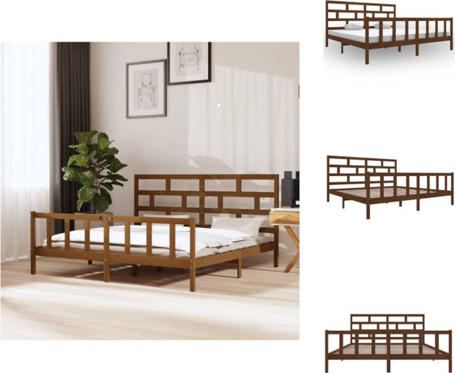 VidaXL Houten Bedframe Praktische en decoratieve toevoeging Afmetingen 205.5 x 185.5 x 69.5 cm Massief grenenhout Bed