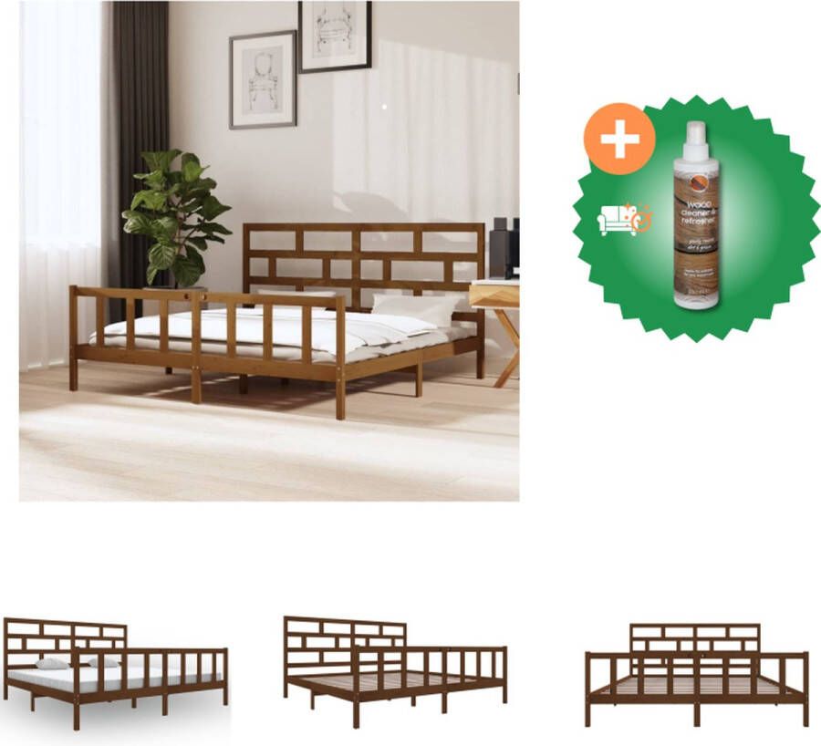 VidaXL Houten Bedframe Praktische en decoratieve toevoeging Afmetingen 205.5 x 185.5 x 69.5 cm Massief grenenhout Bed Inclusief Houtreiniger en verfrisser