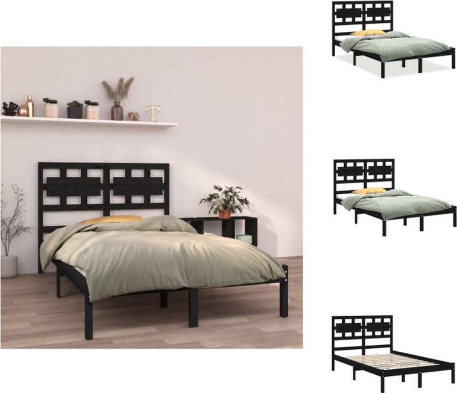 VidaXL Houten Bedframe Zwart Massief Grenenhout 205.5 x 146 x 100 cm 140 x 200 cm Montage vereist Bed - Foto 11