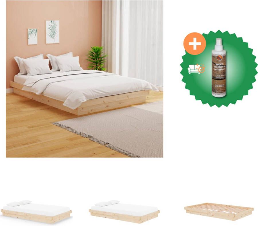VidaXL Houten Bedframe Rustieke Charme Bedframes 204 x 123.5 x 21 cm (L x B x H) Massief grenenhout Bed Inclusief Houtreiniger en verfrisser