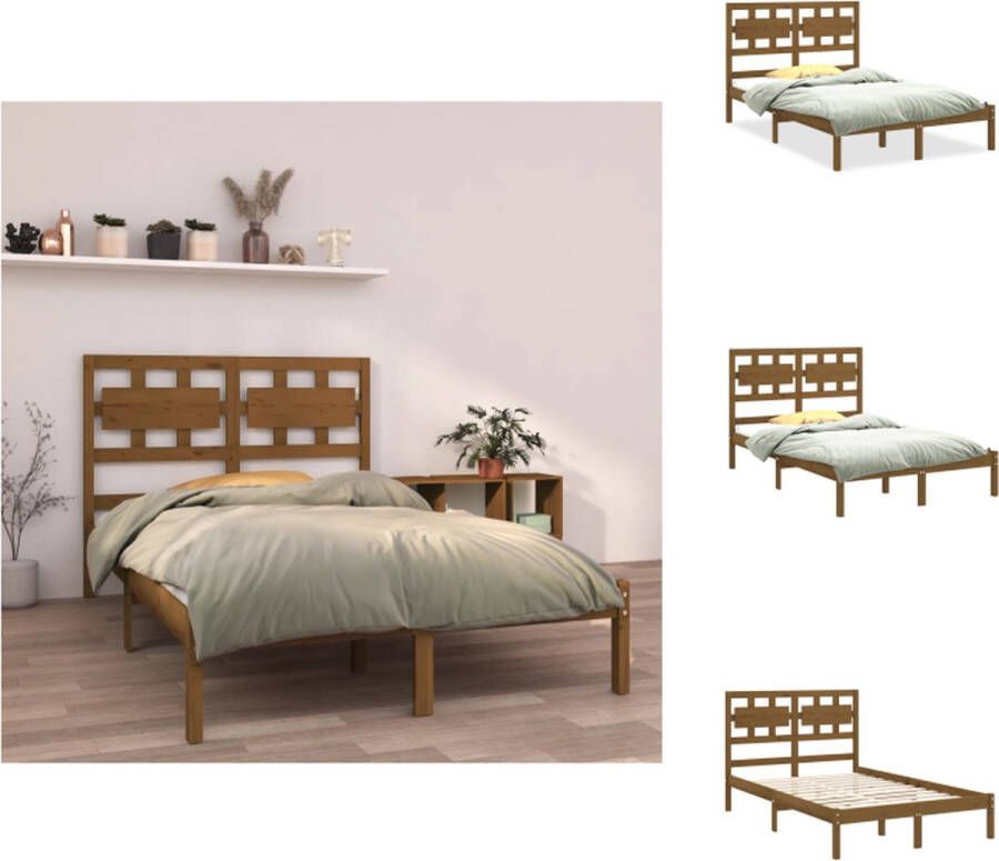 VidaXL Houten Bedframe s Bedframes 205.5 x 155.5 x 100 cm Honingbruin Bed