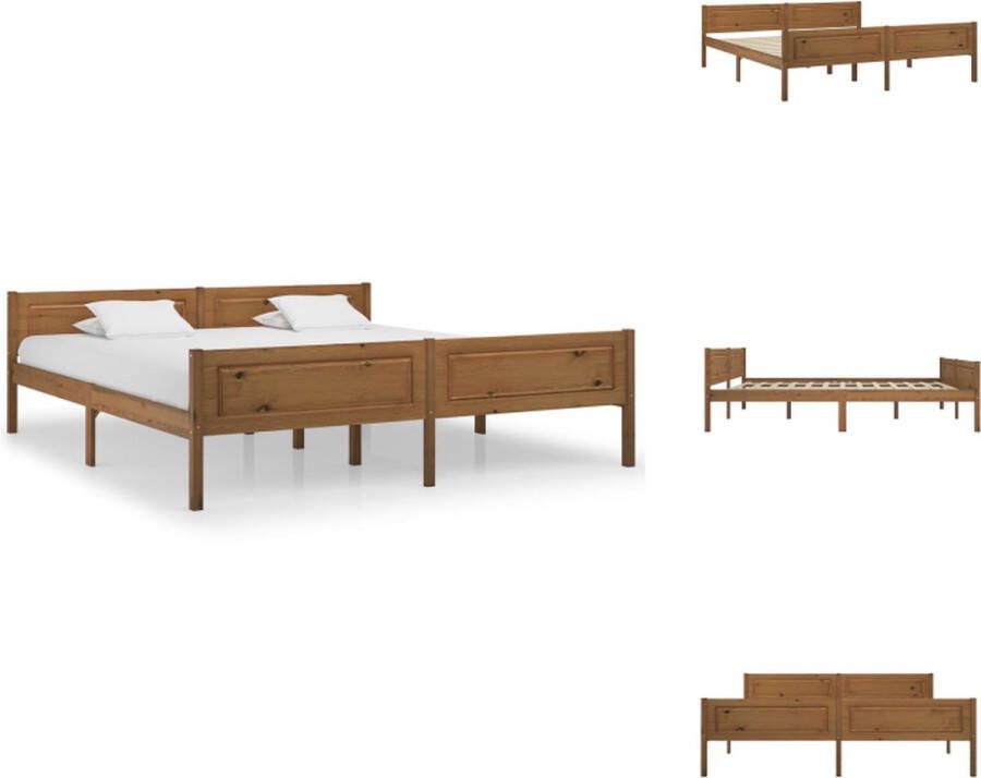 VidaXL Houten Bedframe Solid grenenhout 206 x 186 x 63 cm Honingbruin Bed
