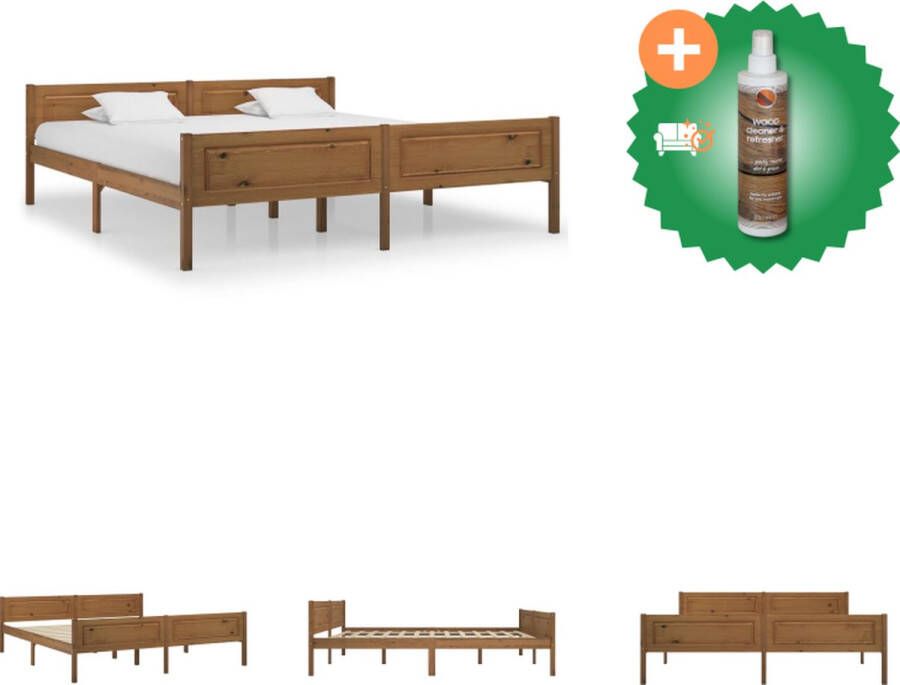 VidaXL Massief grenenhouten bedframe 204 x 187 x 55 cm Honingbruin matras niet inbegrepen Bed Inclusief Houtreiniger en verfrisser - Foto 2
