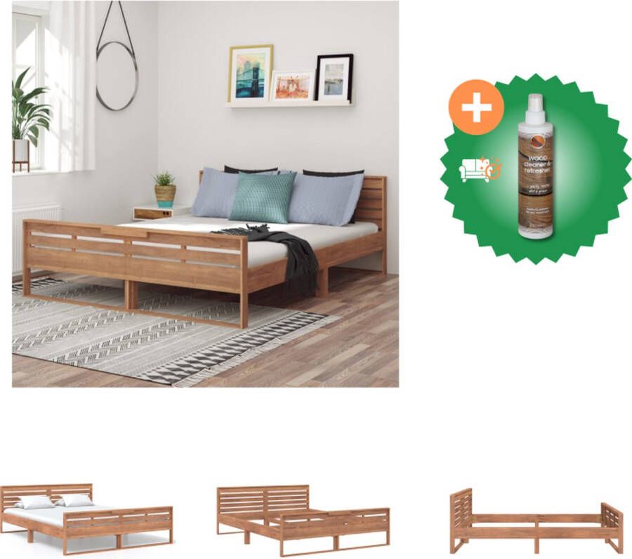 VidaXL Houten Bedframe Teakhout 220 x 170 x 75 cm 160 x 200 cm matras Bed Inclusief Houtreiniger en verfrisser