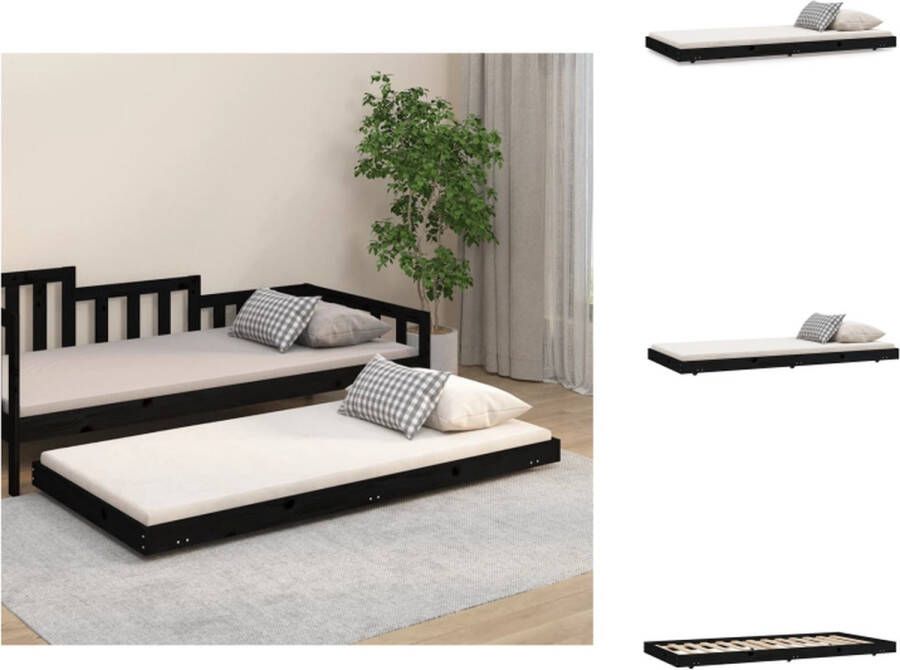 VidaXL Bedframe Bedframes Eenpersoonsbed Bed Bedframe 75x190 cm massief grenenhout zwart