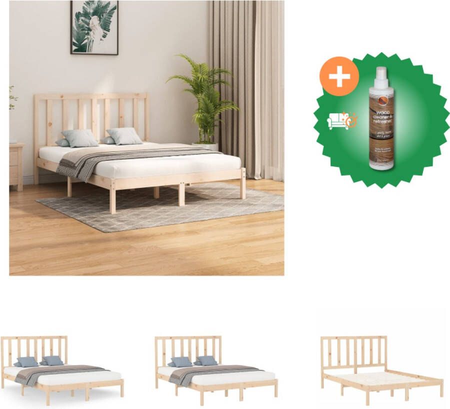 VidaXL Houten Bedframe Tijdloos Bed 140x200 Materiaal- Massief grenenhout Bed Inclusief Houtreiniger en verfrisser
