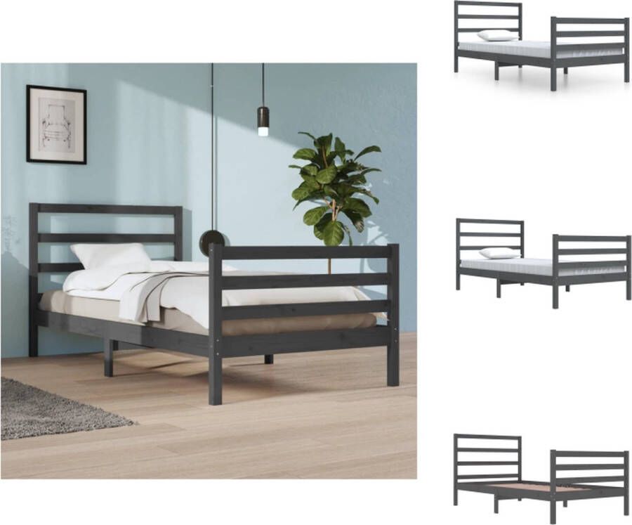 VidaXL Houten Bedframe Tijdloos Bed Afmeting- 100 x 200 cm Kleur- Grijs Bed