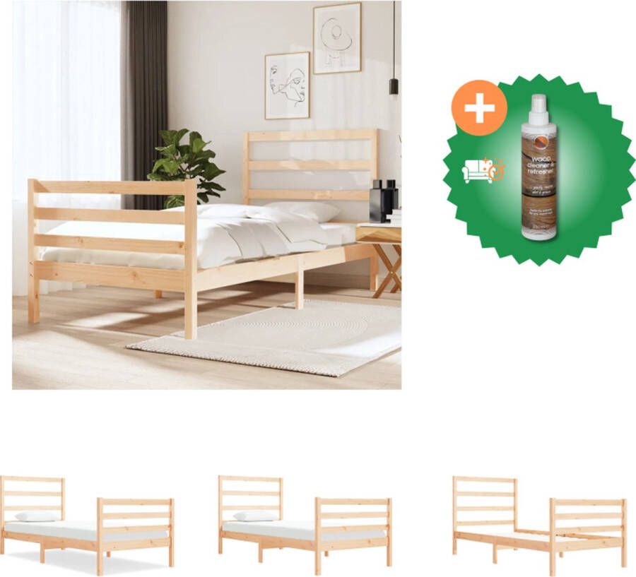 VidaXL Houten Bedframe 195.5 x 95.5 x 69.5 cm Massief grenenhout Geschikt voor matras van 90x190 cm Montage vereist Bed Inclusief Houtreiniger en verfrisser - Foto 7