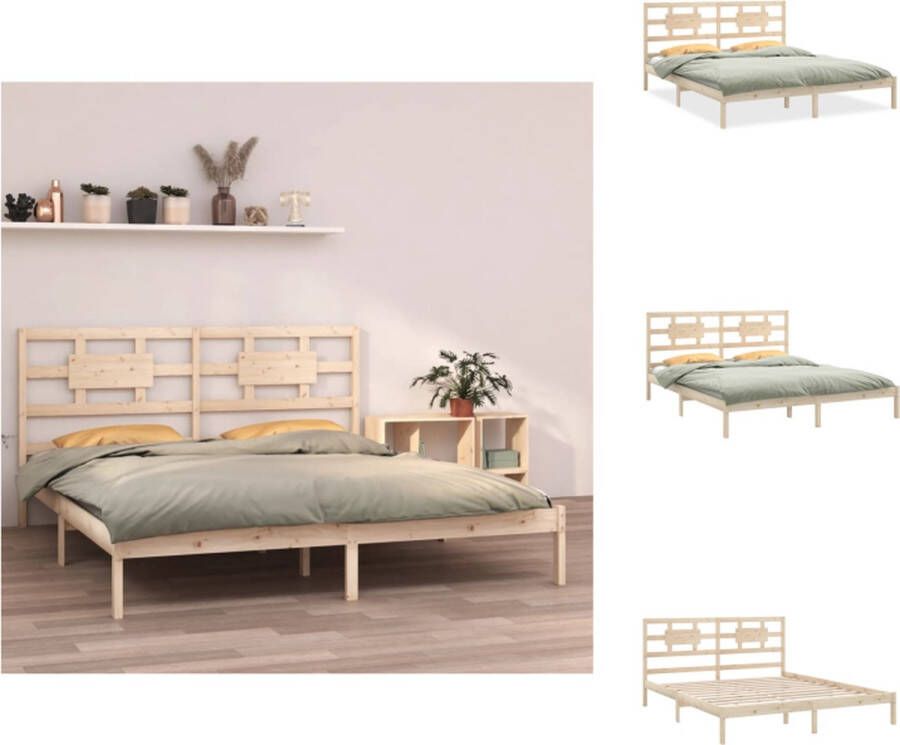 VidaXL Houten Bedframe Tijdloos Ontwerp Bed 205.5 x 205.5 x 100 cm Massief Grenenhout Bed - Foto 3