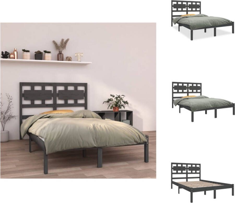 VidaXL Houten Bedframe Tijdloos Ontwerp Bed Afmeting- 195.5 x 145.5 x 100 cm Ken- Hoogwaardig materiaal Bed