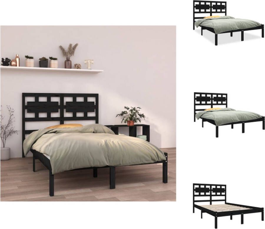 VidaXL Houten Bedframe Tijdloos Ontwerp Bed Afmeting- 195.5 x 145.5 x 100 cm Ken- Massief Grenenhout Bed