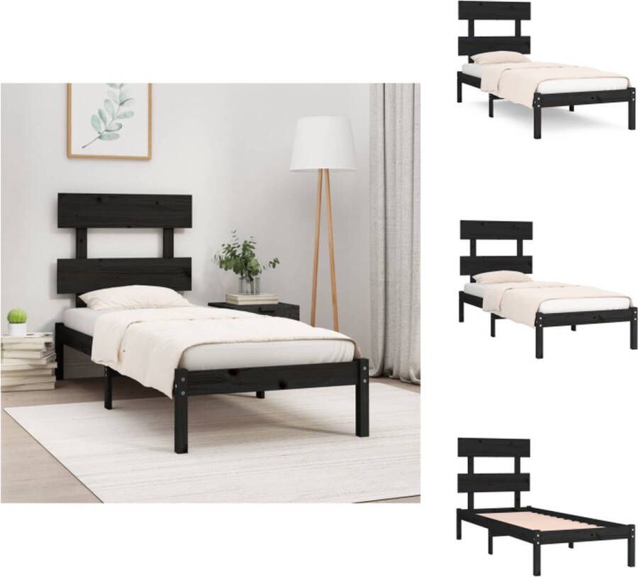 VidaXL Houten Bedframe Tijdloos Ontwerp Bed Afmeting- 195.5 x 95.5 x 31 cm Ken- Massief Grenenhout Bed