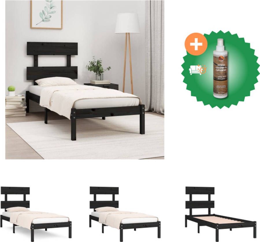 VidaXL Houten Bedframe Tijdloos Ontwerp Bed Afmeting- 195.5 x 95.5 x 31 cm Ken- Massief Grenenhout Bed Inclusief Houtreiniger en verfrisser
