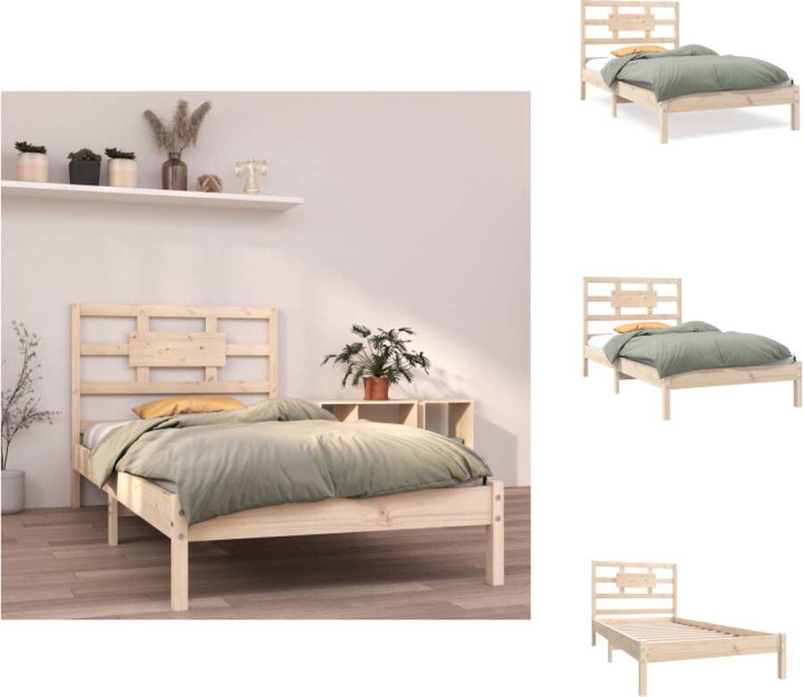 VidaXL Houten Bedframe Tijdloos Ontwerp Bed Afmeting- 205.5 x 105.5 x 100 cm Ken- Massief Grenenhout Bed - Foto 2