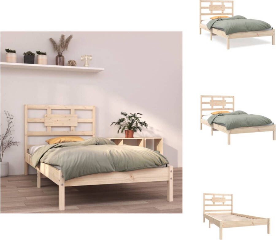VidaXL Houten Bedframe Tijdloos Ontwerp Bed Afmeting- 205.5 x 105.5 x 100 cm Ken- Massief Grenenhout Bed