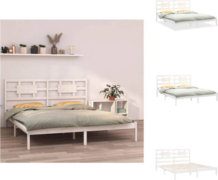 VidaXL Houten Bedframe Tijdloos Ontwerp Bed Afmeting- 205.5 x 205.5 cm Materiaal- Massief Grenenhout Bed