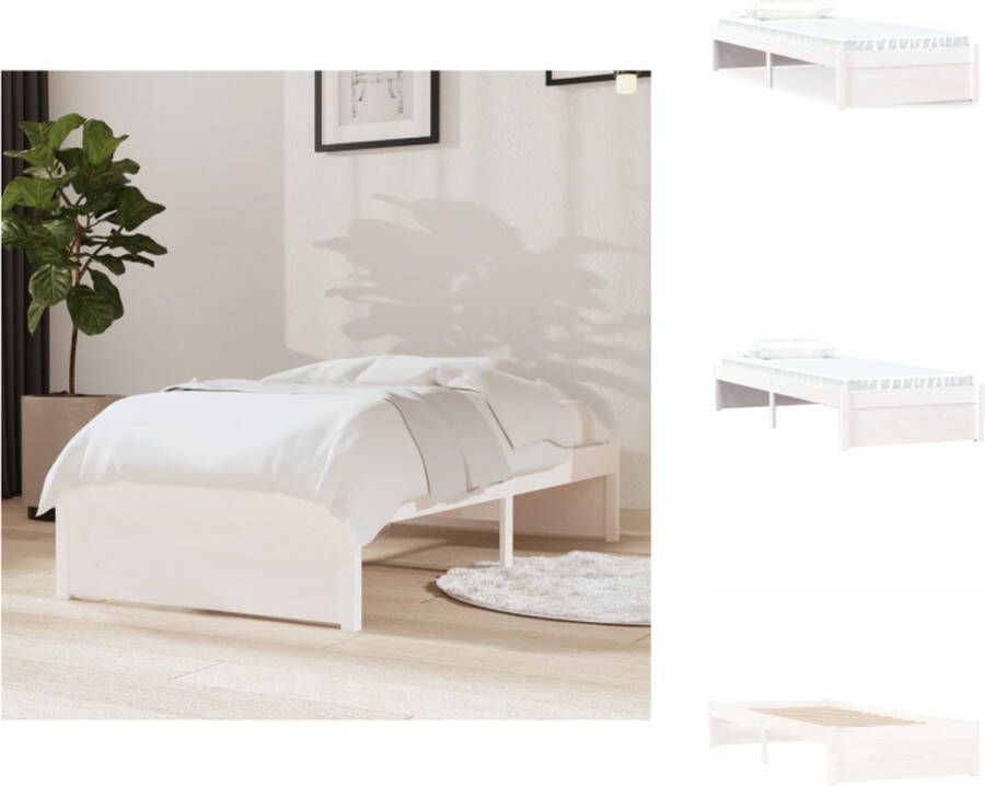 VidaXL Houten Bedframe Wit 195.5 x 80.5 x 31 cm Massief Grenenhout Geschikt voor 75 x 190 cm Matras Bed